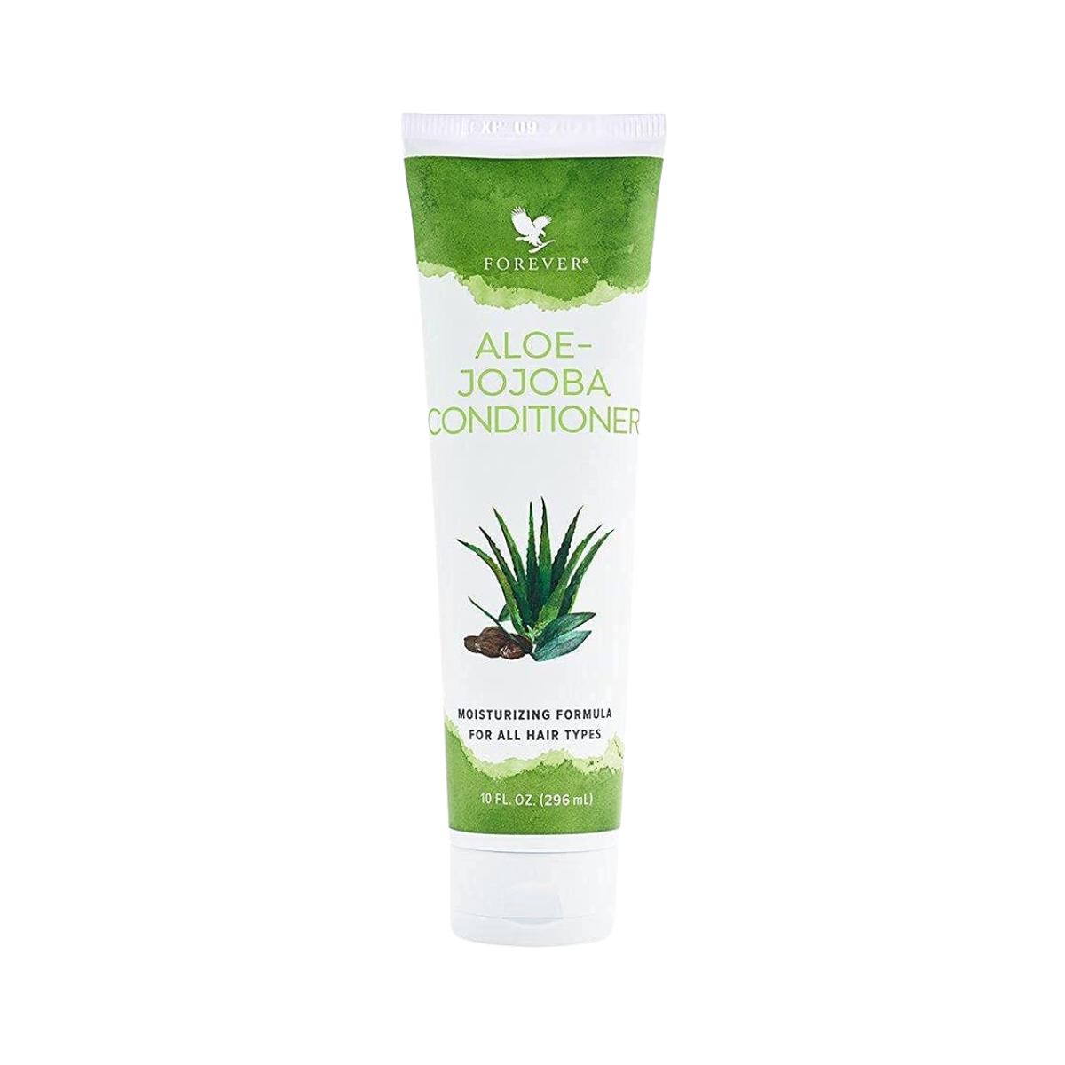 Forever Aloe-Jojoba Condicionador: restaura a umidade e o brilho natural dos fios com fórmula leve e sem sulfatos.