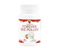 Frasco do suplemento Forever Bee Pollen com pólen de abelha, mel e geleia real