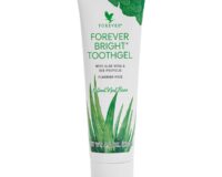 Forever Bright Toothgel gel dental com Aloe vera e própolis, sem flúor, refrescante e seguro para toda a família.